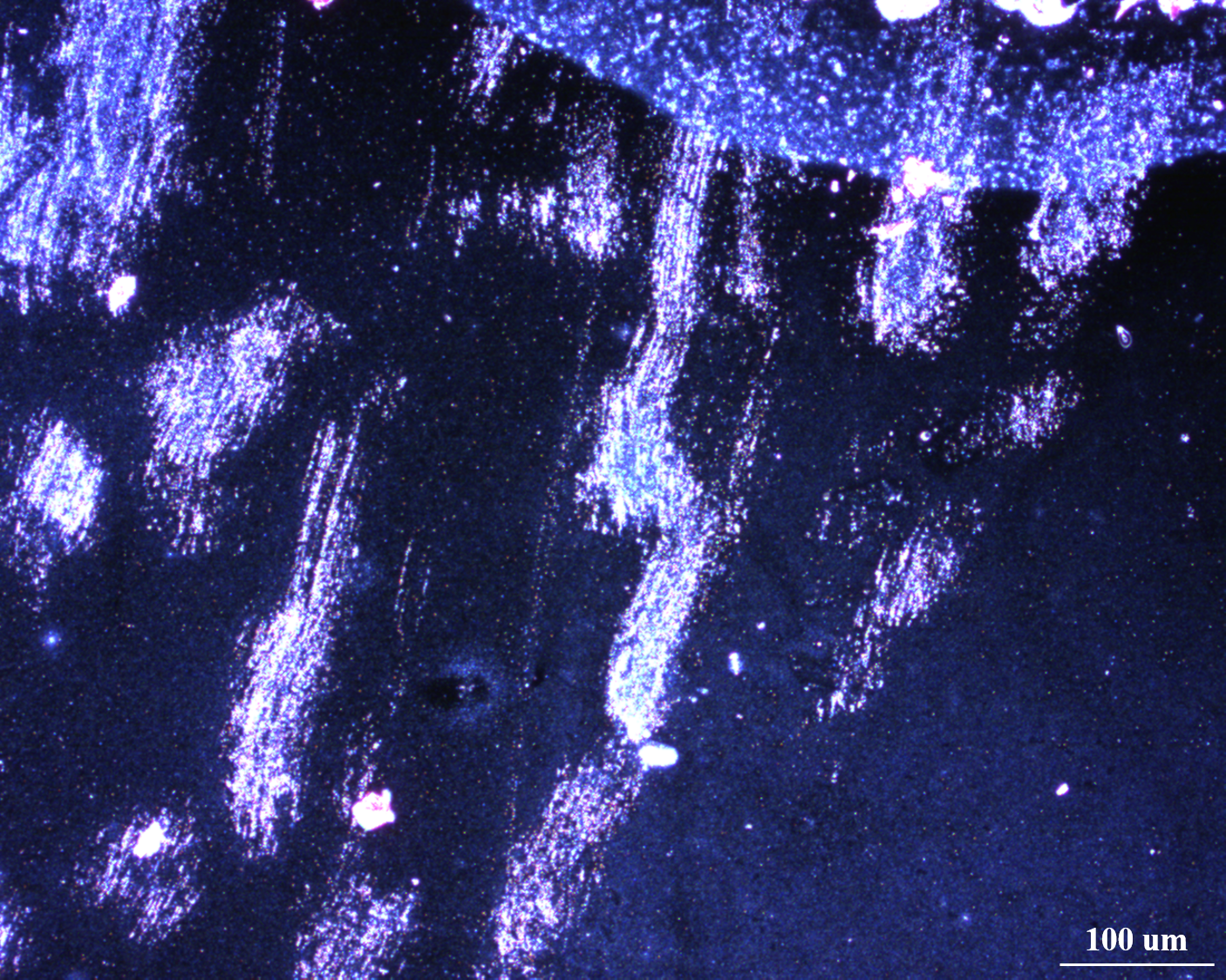 darkfield microscopy of scratches and cracks during the fabrication procedures